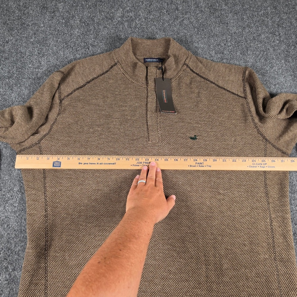 Southern Marsh DownpourDry Pullover Mens XL Brown Quarter Zip Textured Knit NWT - Picture 4 of 7